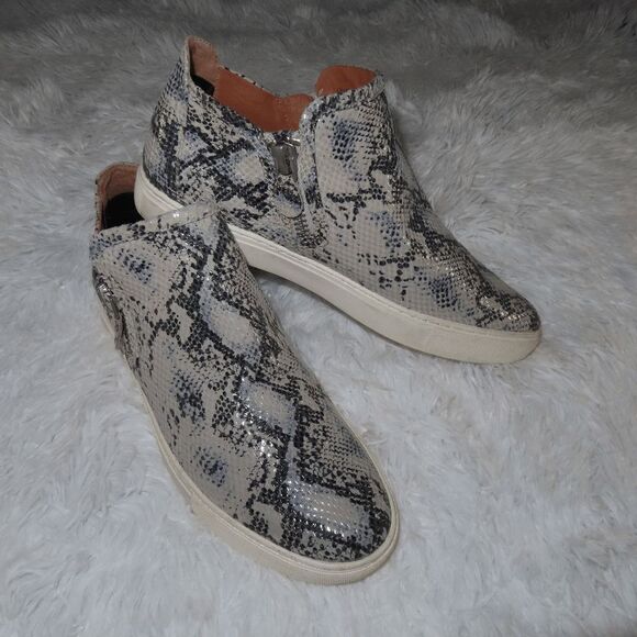Gentle Souls Lowe Double Zip Snake Print Leather Sneakers Size 9 - Picture 4 of 10